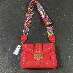 Claudia G Stylish Red Studded Crossbody Purse